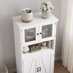 50-Inch Tall Storage Cabinet with Glass Doors and Adjustable Shelves