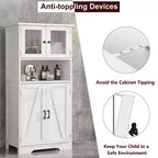 50-Inch Tall Storage Cabinet with Glass Doors and Adjustable Shelves