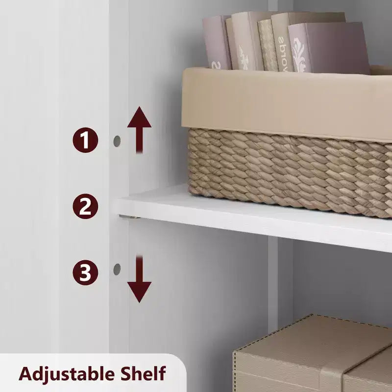 50-Inch Tall Storage Cabinet with Glass Doors and Adjustable Shelves