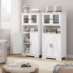 50-Inch Tall Storage Cabinet with Glass Doors and Adjustable Shelves