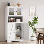 50-Inch Tall Storage Cabinet with Glass Doors and Adjustable Shelves