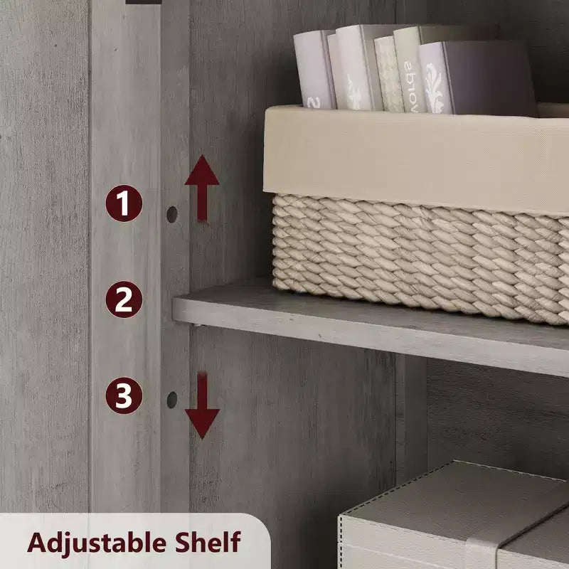 50-Inch Tall Storage Cabinet with Glass Doors and Adjustable Shelves