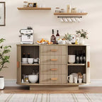 47" Modern Fluted Buffet Sideboard with 4 Drawers and 2 Arched Sliding Doors