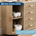 47" Modern Fluted Buffet Sideboard with 4 Drawers and 2 Arched Sliding Doors