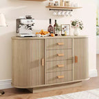 47" Modern Fluted Buffet Sideboard with 4 Drawers and 2 Arched Sliding Doors