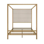 Queen Canopy Bed with Tall Velvet Upholstered Headboard