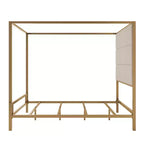 Queen Canopy Bed with Tall Velvet Upholstered Headboard