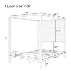Queen Canopy Bed with Tall Velvet Upholstered Headboard