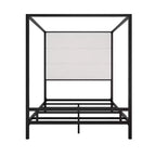 Queen Canopy Bed with Tall Velvet Upholstered Headboard