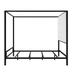 Queen Canopy Bed with Tall Velvet Upholstered Headboard