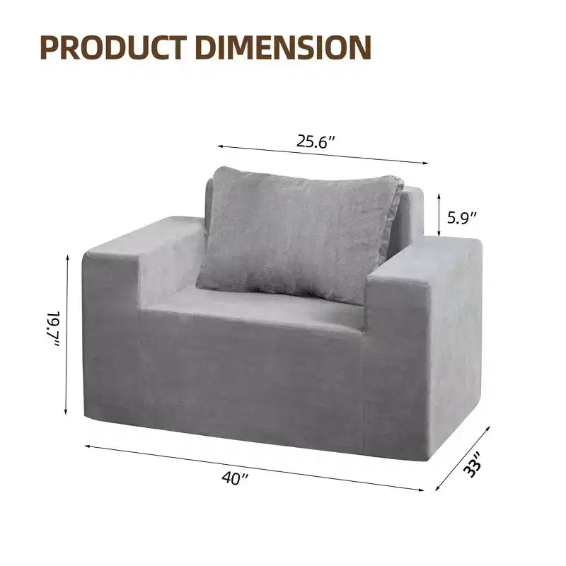 Foam Bean Bag Sofa with Pillow – For Living Room, Bedroom or Gaming Area