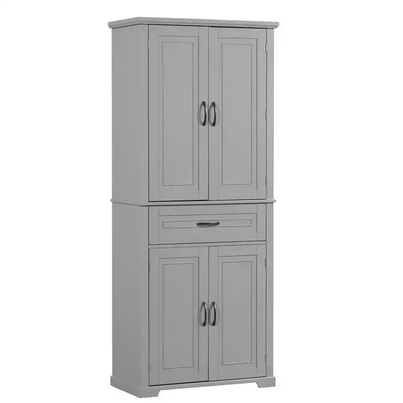 Tall Storage Cabinet with 4 Doors, 1 Drawer and Adjustable Shelves