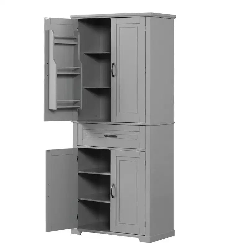 Tall Storage Cabinet with 4 Doors, 1 Drawer and Adjustable Shelves