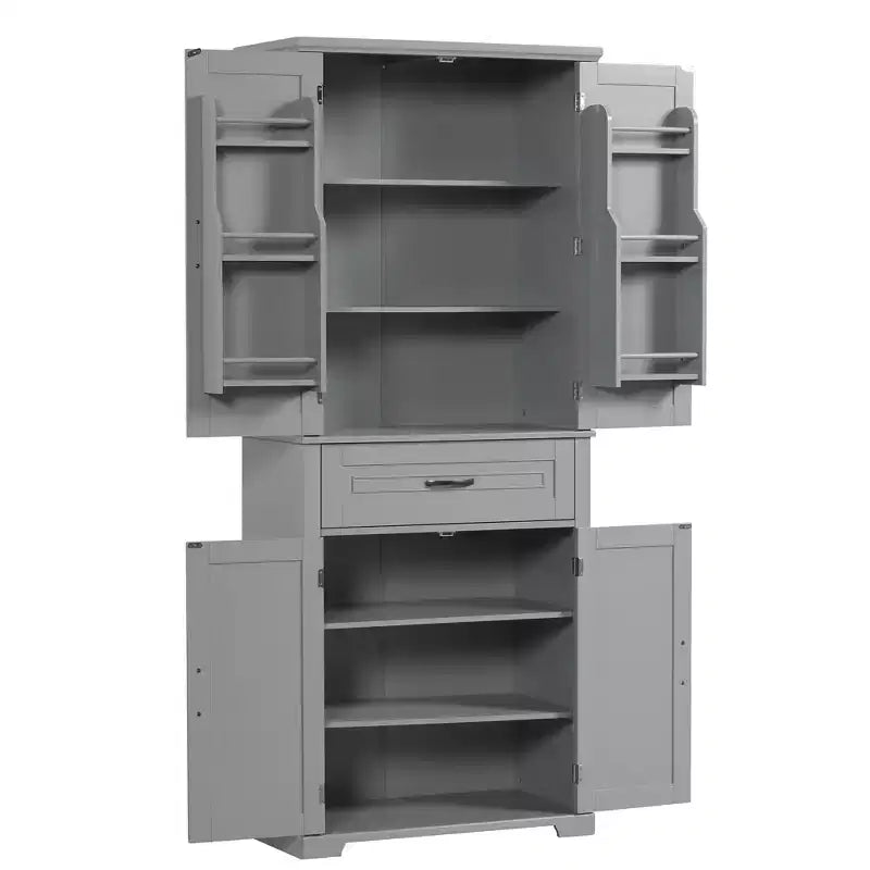 Tall Storage Cabinet with 4 Doors, 1 Drawer and Adjustable Shelves