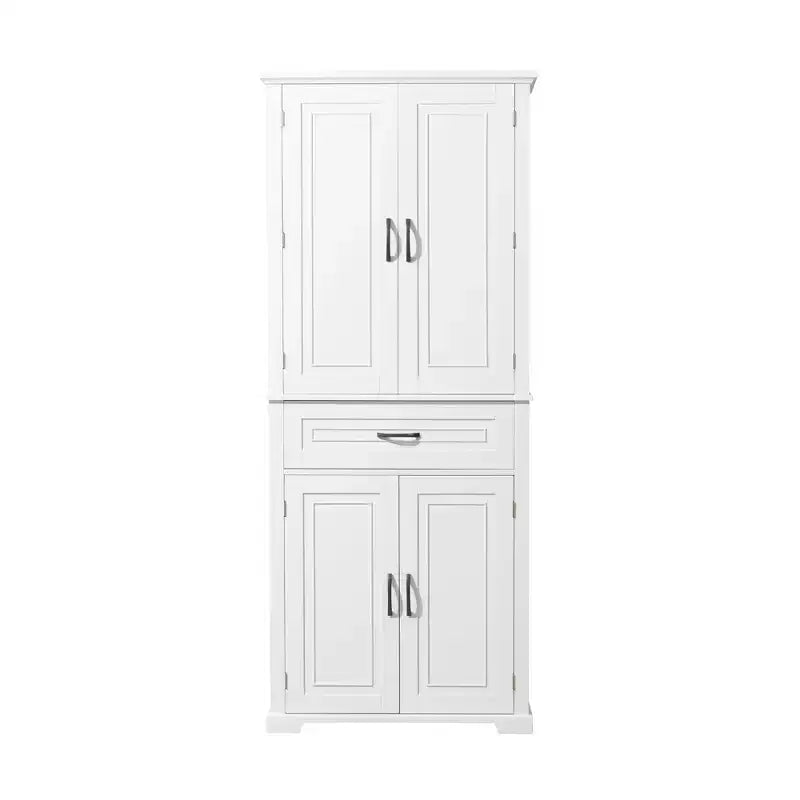 Tall Storage Cabinet with 4 Doors, 1 Drawer and Adjustable Shelves