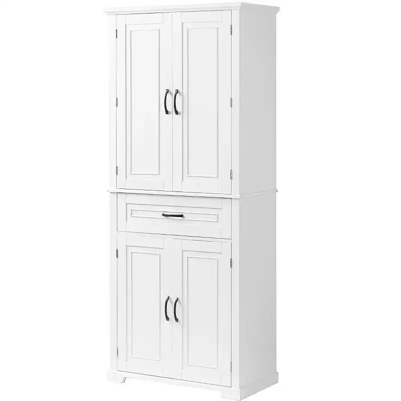 Tall Storage Cabinet with 4 Doors, 1 Drawer and Adjustable Shelves