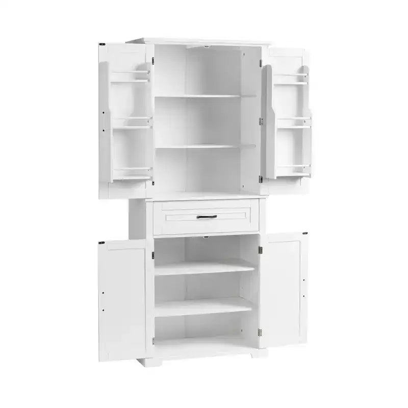Tall Storage Cabinet with 4 Doors, 1 Drawer and Adjustable Shelves