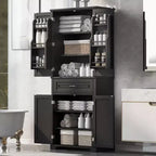 Tall Storage Cabinet with 4 Doors, 1 Drawer and Adjustable Shelves