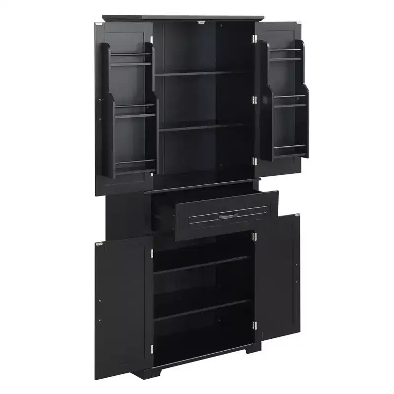 Tall Storage Cabinet with 4 Doors, 1 Drawer and Adjustable Shelves