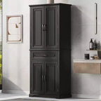 Tall Storage Cabinet with 4 Doors, 1 Drawer and Adjustable Shelves
