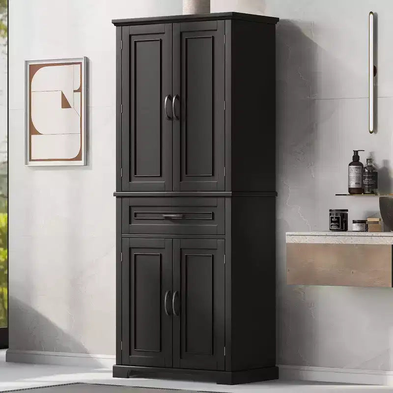 Tall Storage Cabinet with 4 Doors, 1 Drawer and Adjustable Shelves
