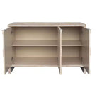 Farmhouse Accent Cabinet with Carved Door Panels – 3-Door Sideboard Storage Cabinet