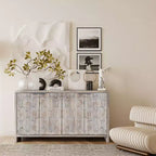 Farmhouse Accent Cabinet with Carved Door Panels – 3-Door Sideboard Storage Cabinet