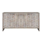 Farmhouse Accent Cabinet with Carved Door Panels – 3-Door Sideboard Storage Cabinet