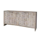Farmhouse Accent Cabinet with Carved Door Panels – 3-Door Sideboard Storage Cabinet