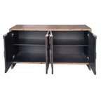 Farmhouse Accent Cabinet with Carved Door Panels – 3-Door Sideboard Storage Cabinet