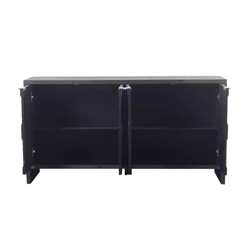 Farmhouse Accent Cabinet with Carved Door Panels – 3-Door Sideboard Storage Cabinet