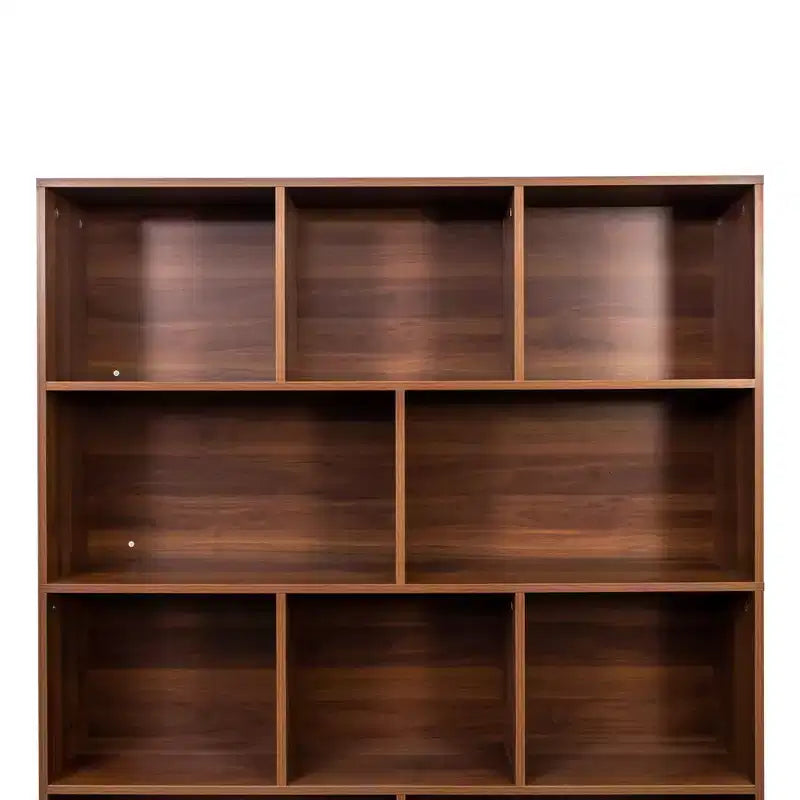 Modern 70.87'' 4-Tier Bookshelf with 10 Cubes and 3 Doors