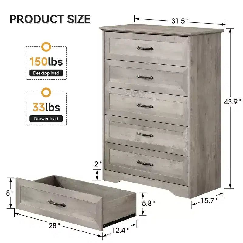 Modern 5/6-Drawer Dresser – Versatile Storage Chest for Bedroom, Closet & Living Room