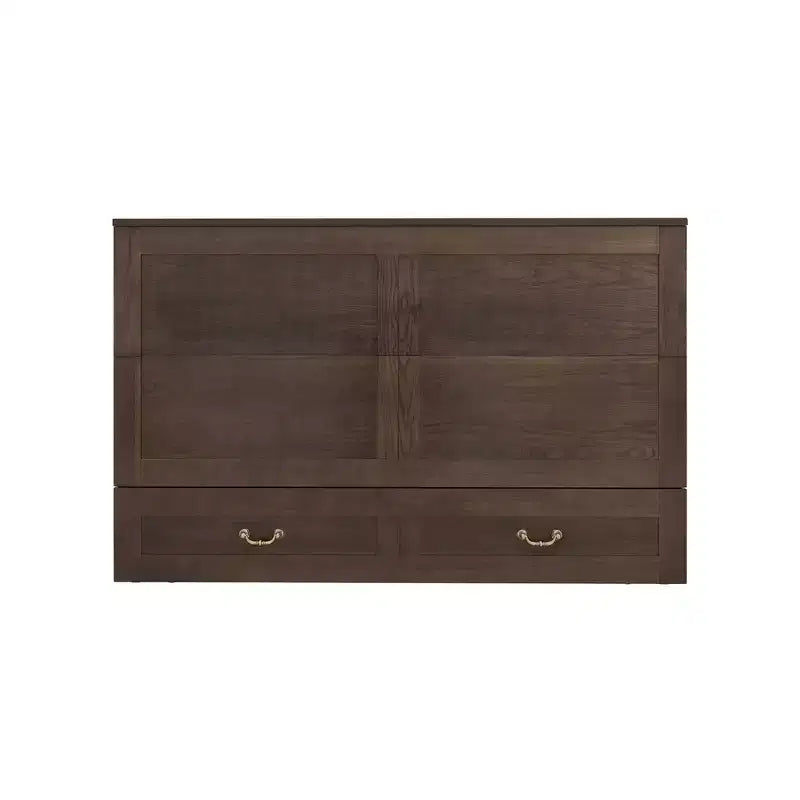 Solid Wood Frame Queen Murphy Bed with 2 Storage Drawers