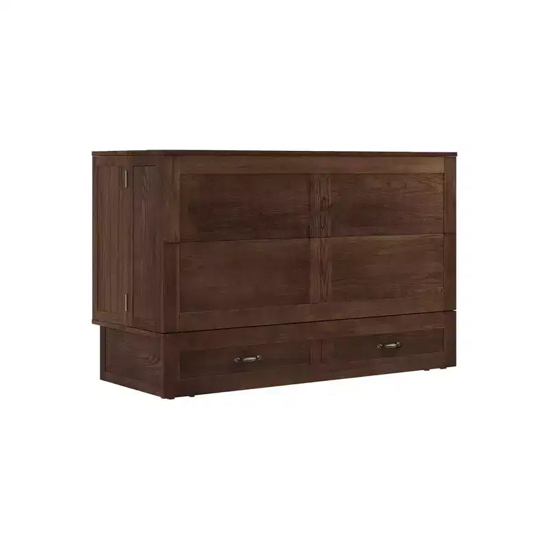 Solid Wood Frame Queen Murphy Bed with 2 Storage Drawers
