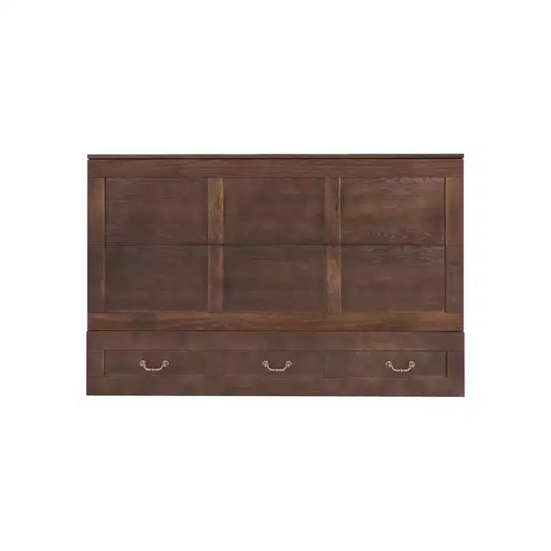 Solid Wood Frame Queen Murphy Bed with 2 Storage Drawers
