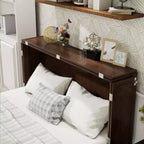 Solid Wood Frame Queen Murphy Bed with 2 Storage Drawers