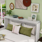 Solid Wood Frame Queen Murphy Bed with 2 Storage Drawers