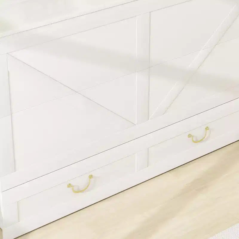 Solid Wood Frame Queen Murphy Bed with 2 Storage Drawers