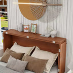 Solid Wood Frame Queen Murphy Bed with 2 Storage Drawers