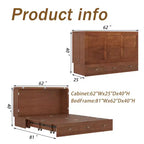 Solid Wood Frame Queen Murphy Bed with 2 Storage Drawers