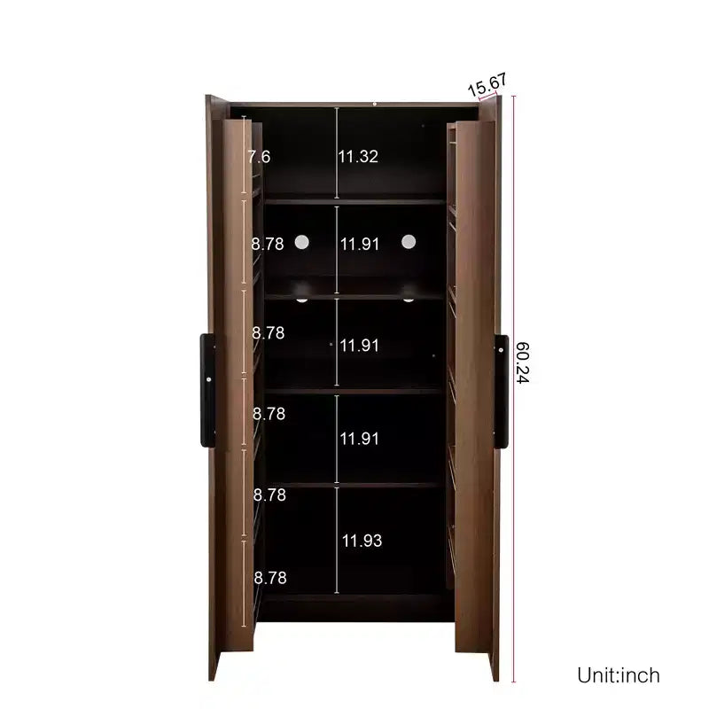 62.99'' Tall Kitchen Pantry Cabinet with 2 Doors and Shelves