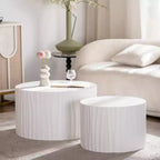 GDFStudio Colbourne 2 Piece Modern Round Wood Coffee Table Set