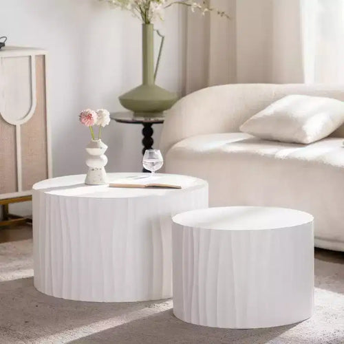 GDFStudio Colbourne 2 Piece Modern Round Wood Coffee Table Set