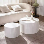 2-Piece Round Wood Coffee Table Set