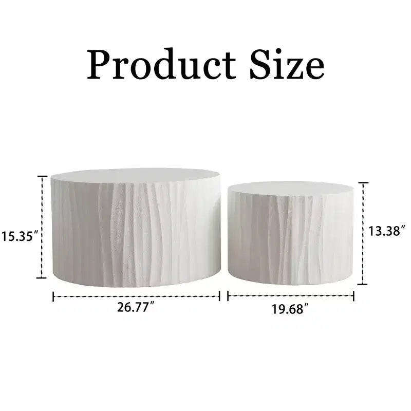 2-Piece Round Wood Coffee Table Set