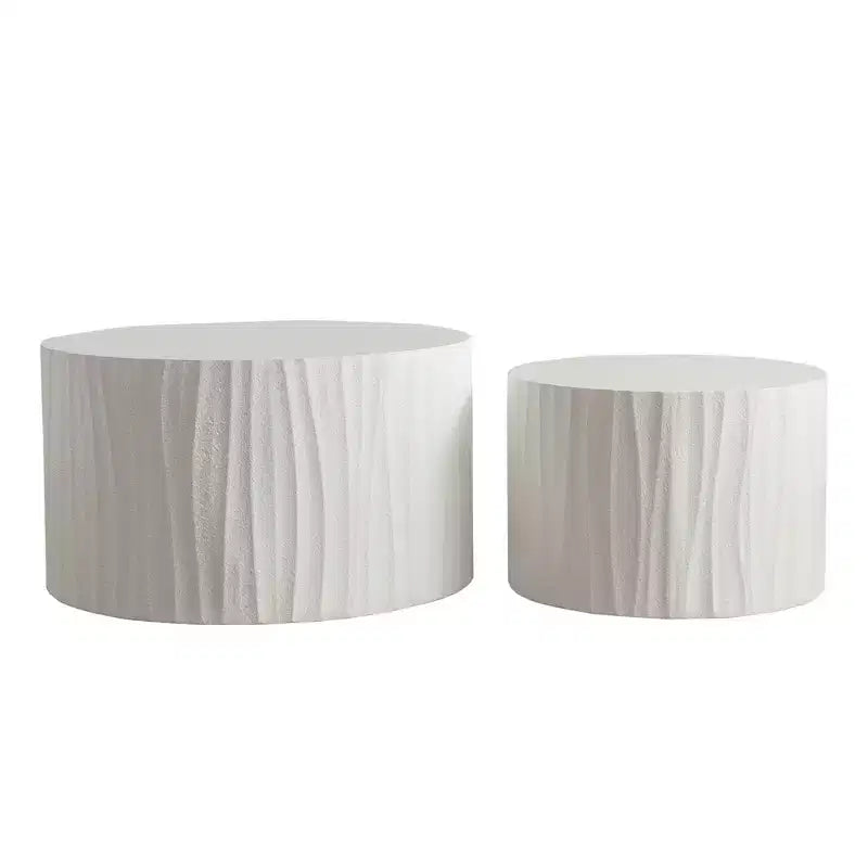 2-Piece Round Wood Coffee Table Set