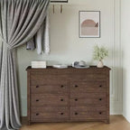6-Drawer Dresser with Fluted Panel and Oak Finish