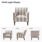 Accent Armchair Set of 2 with Stripe Pattern and Wooden Legs