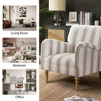 Accent Armchair Set of 2 with Stripe Pattern and Wooden Legs